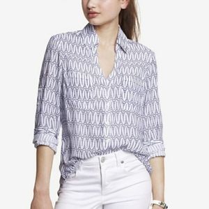 Express Eiffel Towel Button Down Blouse
